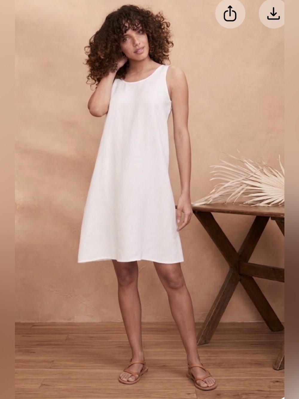 Eileen Fisher 100% Organic Linen Scoop Neck Tank Dress White Size PS Minimalist
